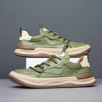 Cade - Men's Casual Green Sneakers with Contrast Sole