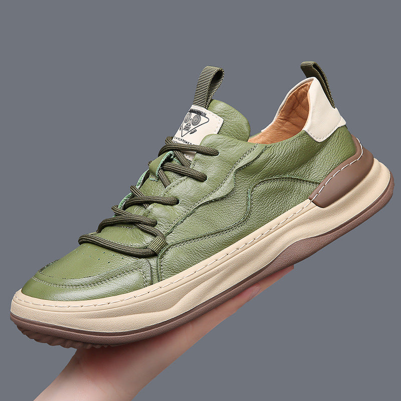 Cade - Men's Casual Green Sneakers with Contrast Sole