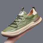 Cade - Men's Casual Green Sneakers with Contrast Sole