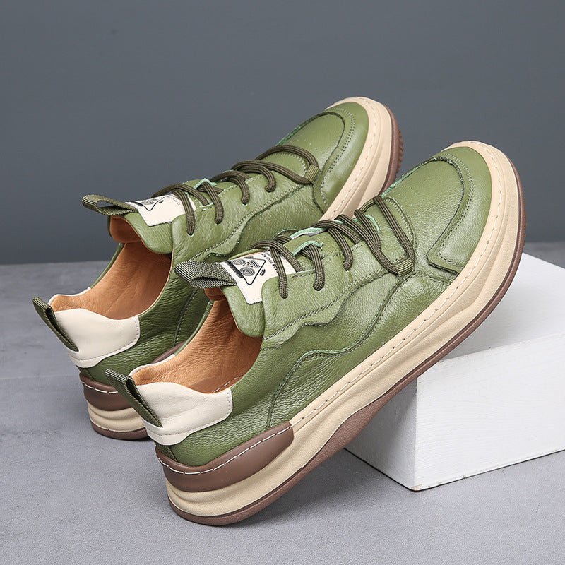 Cade - Men's Casual Green Sneakers with Contrast Sole
