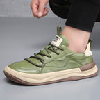 Cade - Men's Casual Green Sneakers with Contrast Sole