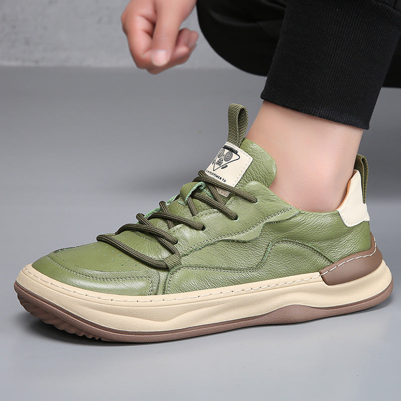 Cade - Men's Casual Green Sneakers with Contrast Sole
