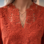 Cadora - V-Neck Textured Long Sleeve Blouse