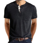 Caleb - Men's Classic Henley Shirt with Chest Pocket