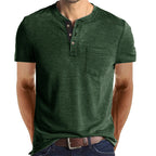 Caleb - Men's Classic Henley Shirt with Chest Pocket