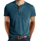 Caleb - Men's Classic Henley Shirt with Chest Pocket