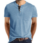 Caleb - Men's Classic Henley Shirt with Chest Pocket