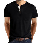 Caleb - Men's Classic Henley Shirt with Chest Pocket