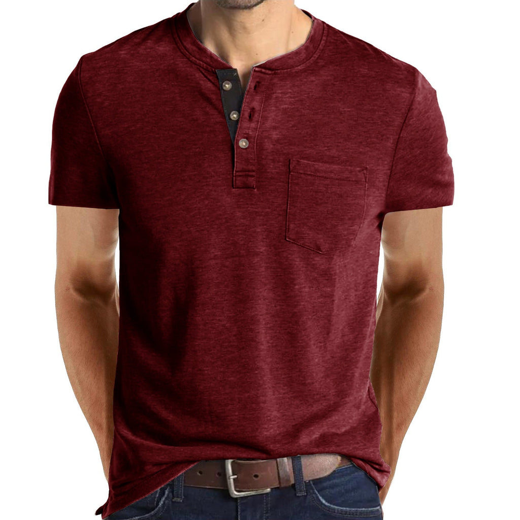 Caleb - Men's Classic Henley Shirt with Chest Pocket