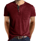 Caleb - Men's Classic Henley Shirt with Chest Pocket