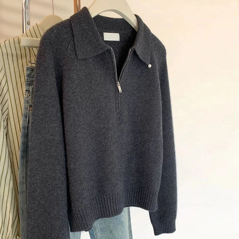 Calla - Women's Cozy Polo Quarter Zip Sweater