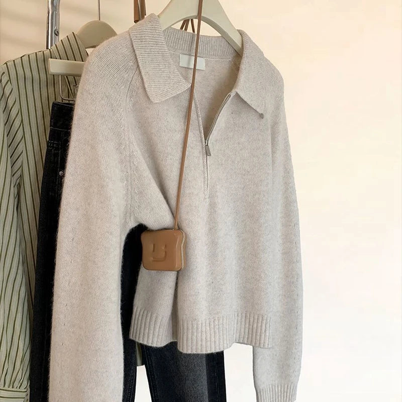 Calla - Women's Cozy Polo Quarter Zip Sweater