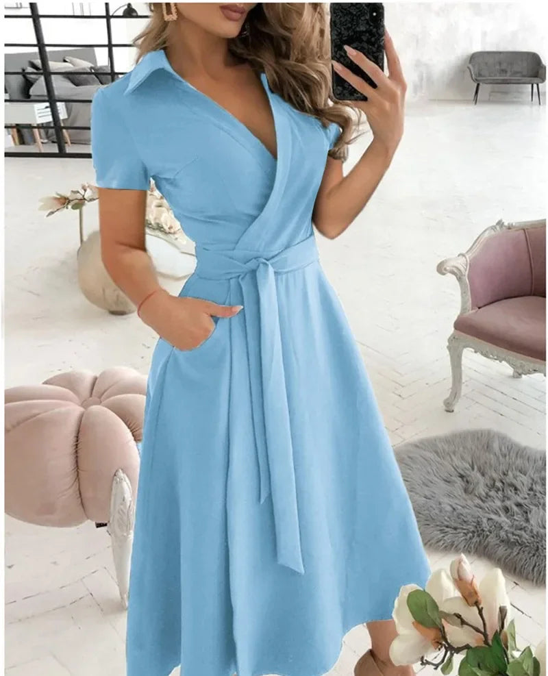 Calla | Women's Flowy Midi Dress with Tie Waist