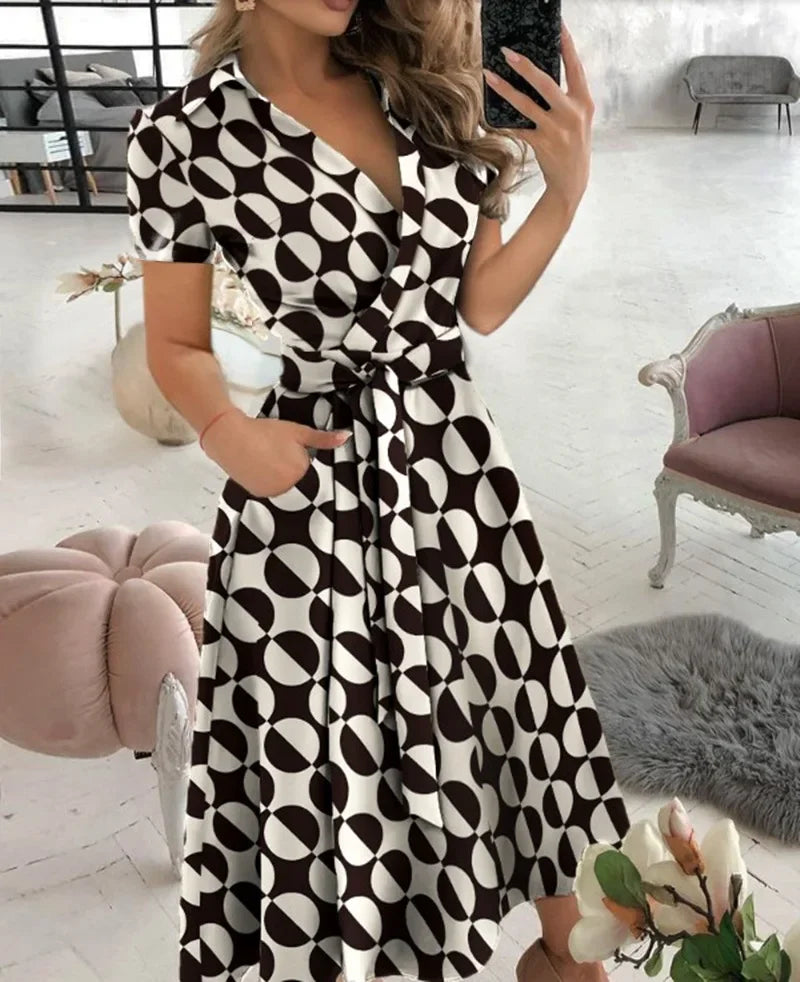 Calla | Women's Flowy Midi Dress with Tie Waist