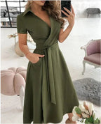 Calla | Women's Flowy Midi Dress with Tie Waist