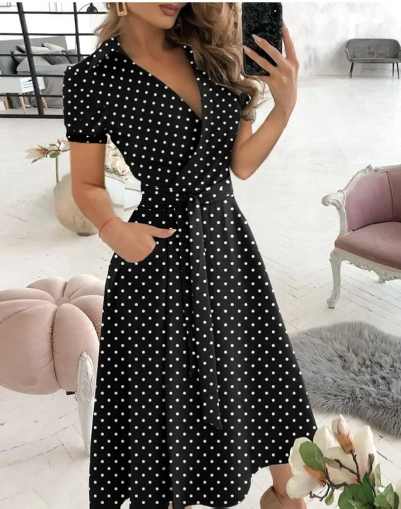 Calla | Women's Flowy Midi Dress with Tie Waist