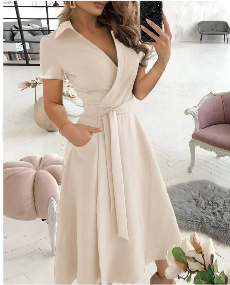 Calla | Women's Flowy Midi Dress with Tie Waist