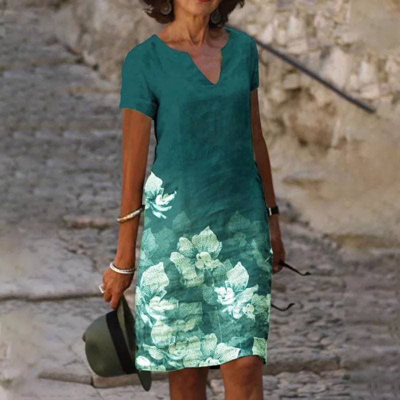 Callista | Women's Floral Midi Dress in Soft Cotton