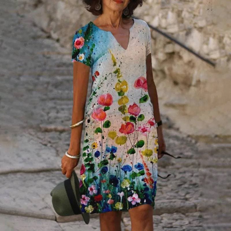 Callista | Women's Floral Midi Dress in Soft Cotton