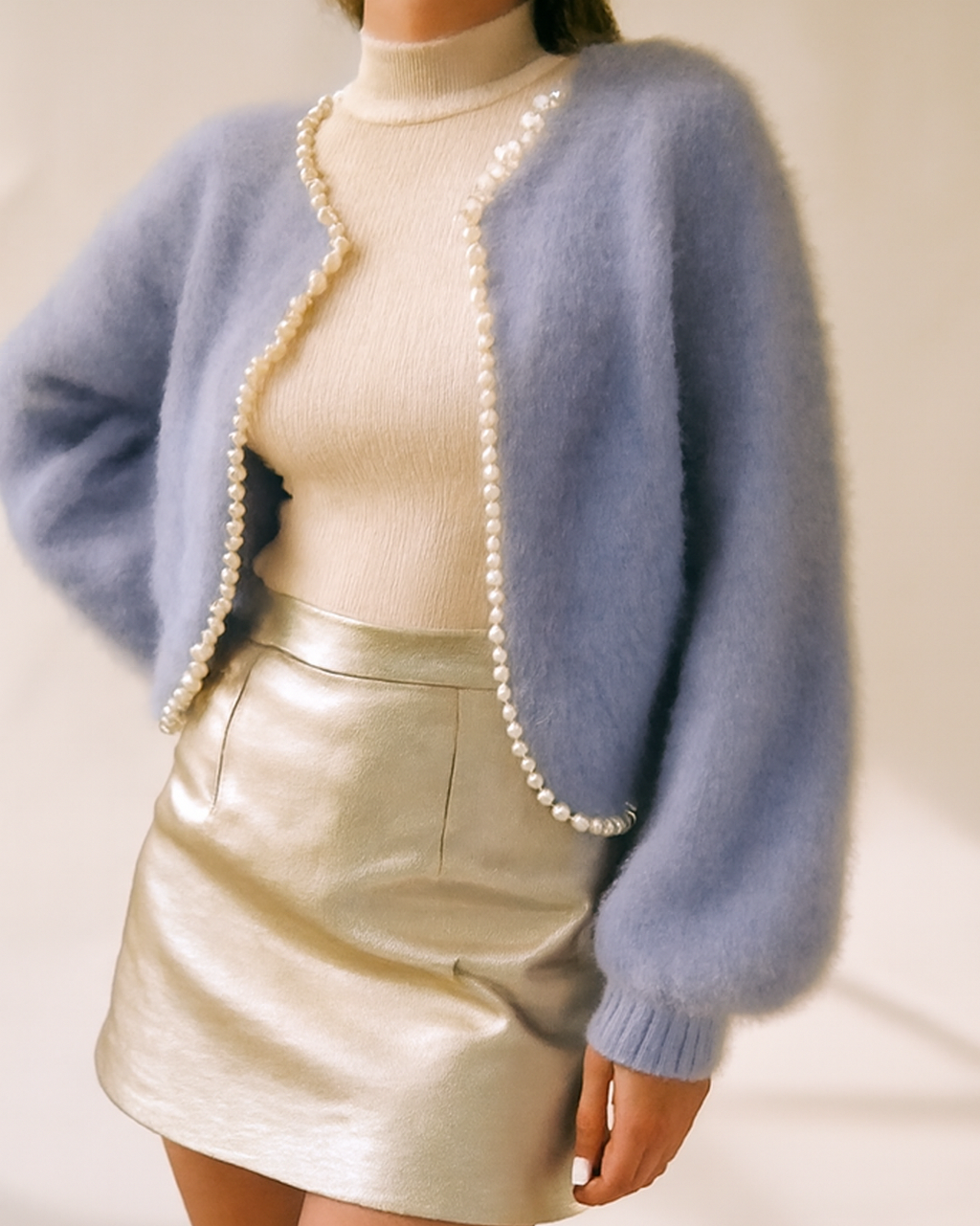 Callista - Women's Pearl Trim Cardigan Sweater
