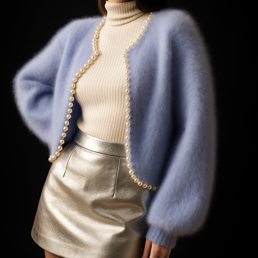 Callista - Women's Pearl Trim Cardigan Sweater