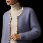 Callista - Women's Pearl Trim Cardigan Sweater