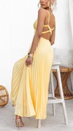 Elodie | Women's Pleated Maxi Sundress with Open Back