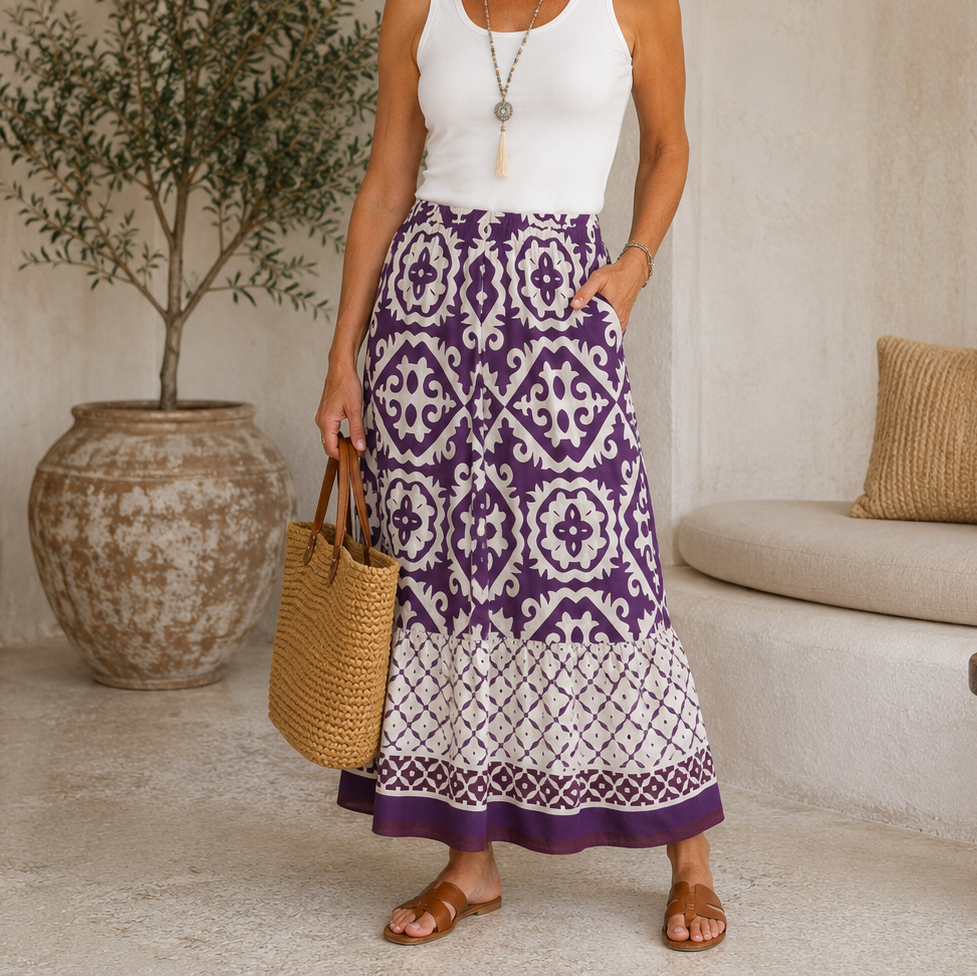 Celeste | Women's Boho Printed Maxi Skirt
