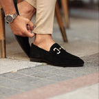 Cormac - Men's Classic Faux Suede Loafers with Buckle Detail