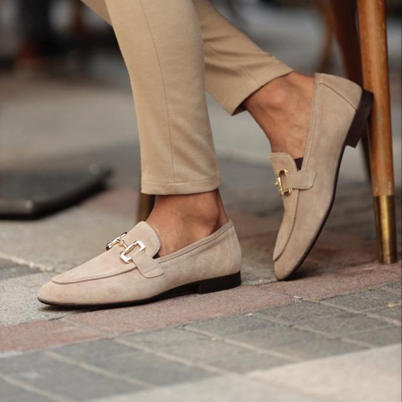 Cormac - Men's Classic Faux Suede Loafers with Buckle Detail