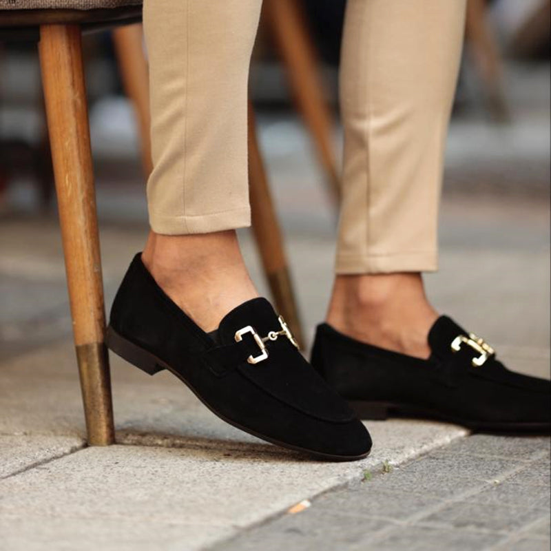 Cormac - Men's Classic Faux Suede Loafers with Buckle Detail