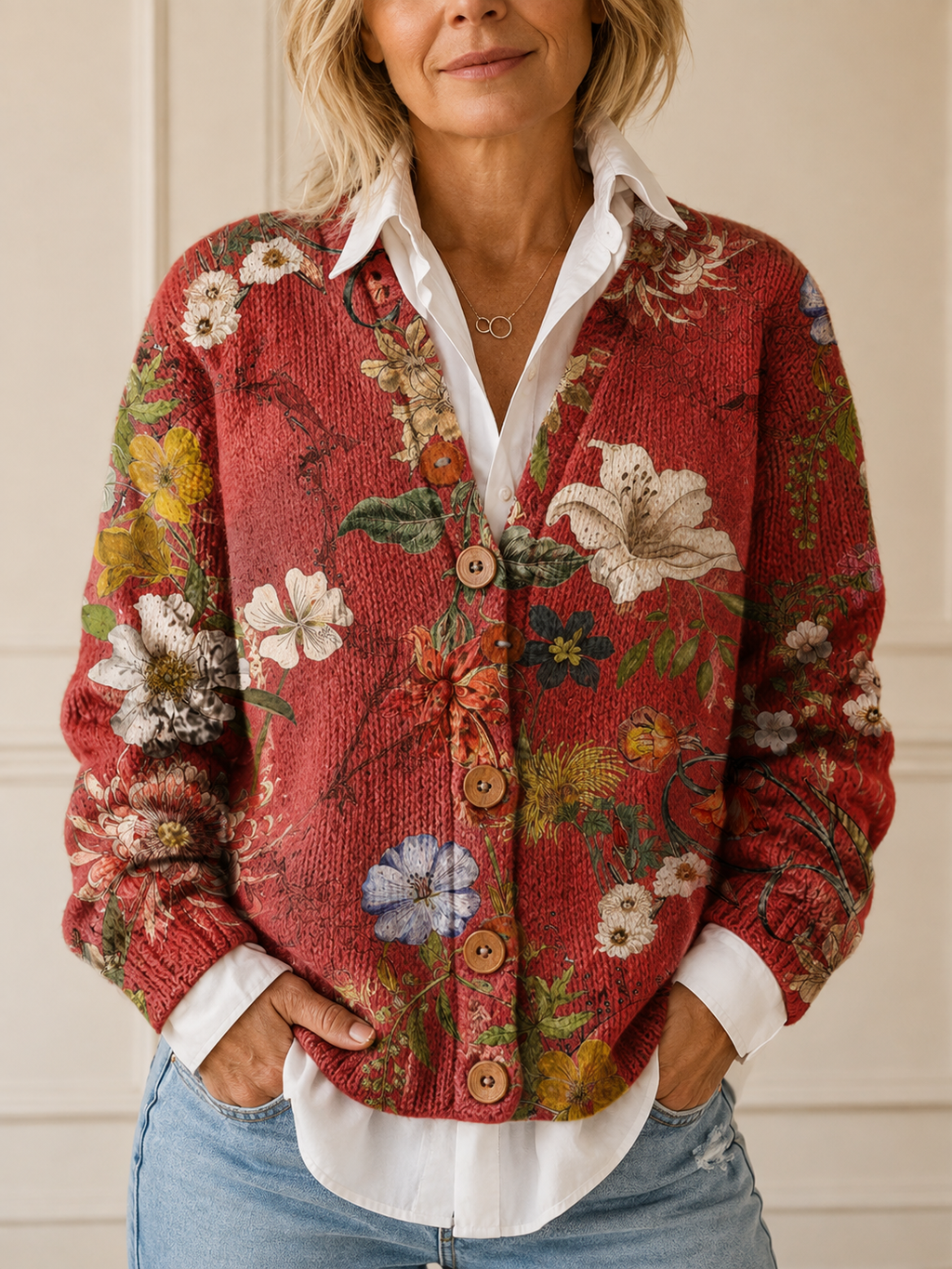 Juniper | Women's Floral Cardigan with Button Front