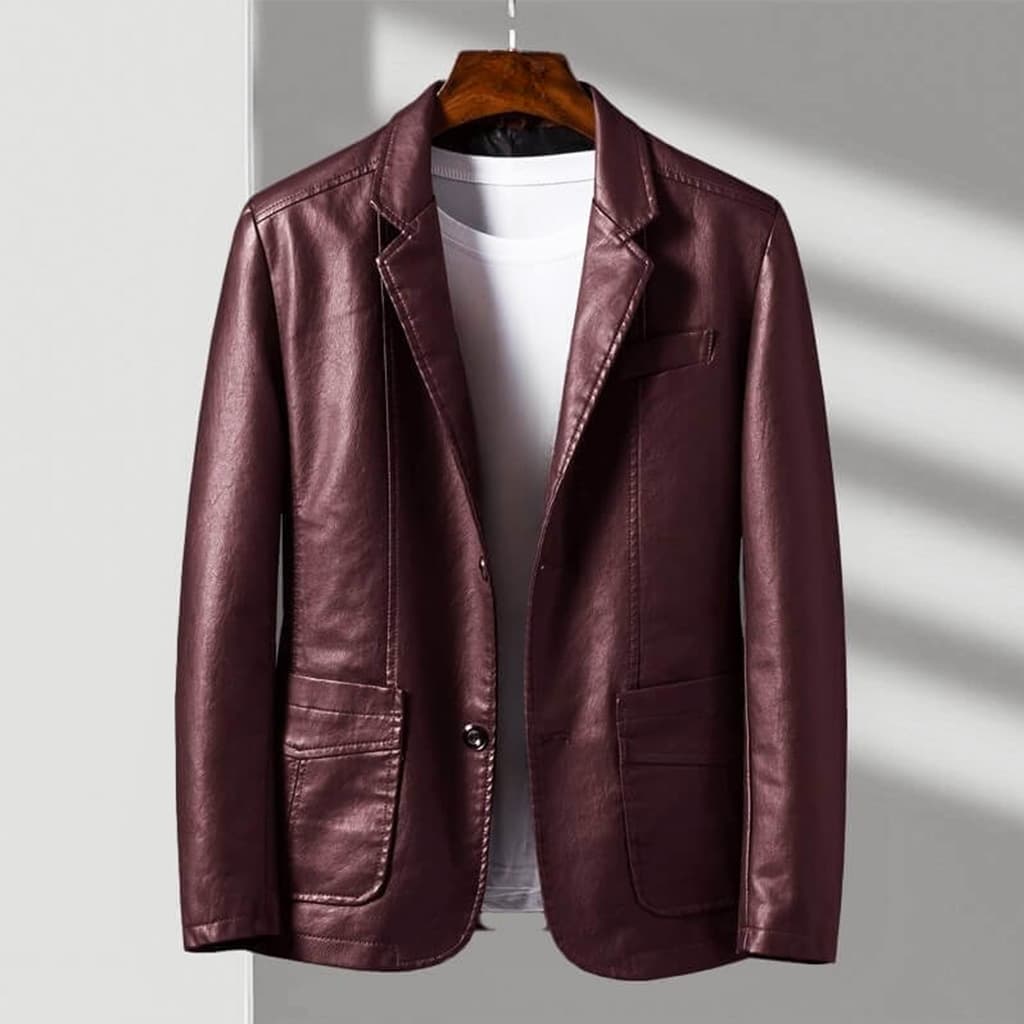 Damon - Men's Faux Leather Blazer Jacket