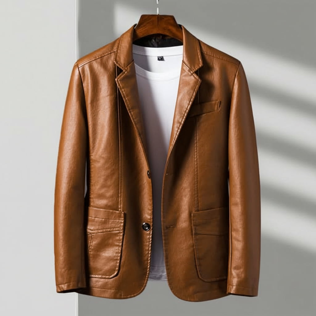 Damon - Men's Faux Leather Blazer Jacket