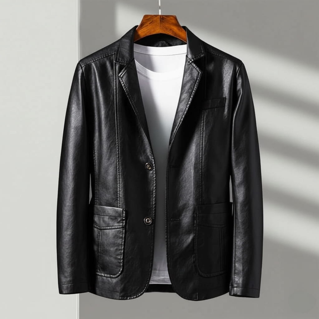 Damon - Men's Faux Leather Blazer Jacket