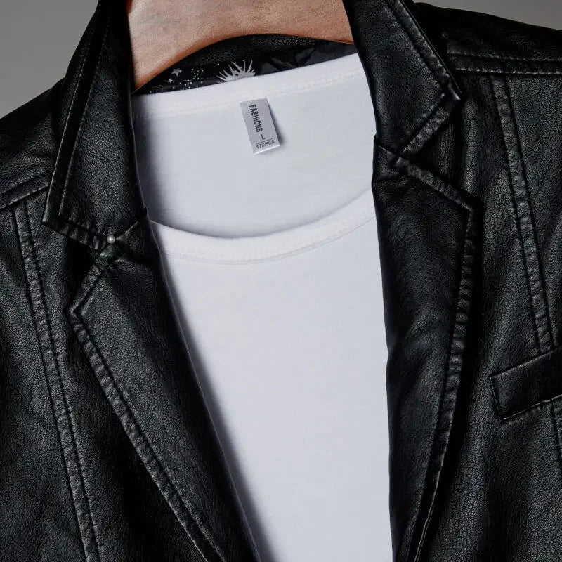 Damon - Men's Faux Leather Blazer Jacket