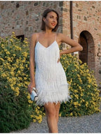 Daphne | Women's Sparkly Feather Cocktail Dress