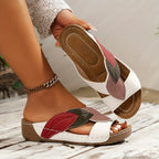 Marlowe | Women's Comfortable Leaf Detail Slip-On Sandals