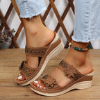 Freya | Women's Floral Wedge Slide Sandals