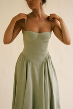 Elara | Women's Elegant Pleated Midi Cocktail Dress