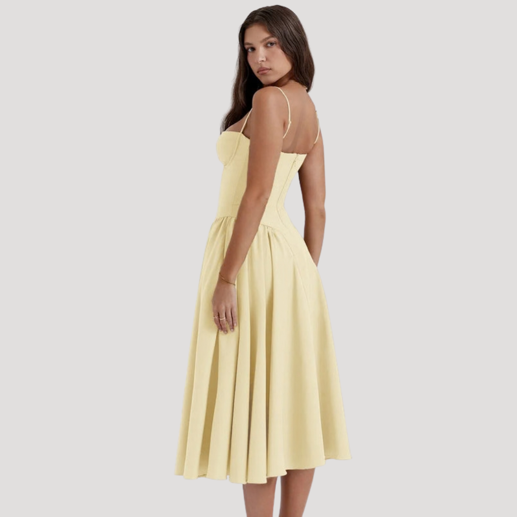 Elara | Women's Elegant Pleated Midi Cocktail Dress
