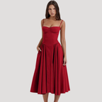 Elara | Women's Elegant Pleated Midi Cocktail Dress