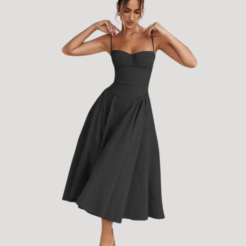Elara | Women's Elegant Pleated Midi Cocktail Dress