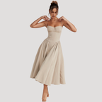 Elara | Women's Elegant Pleated Midi Cocktail Dress
