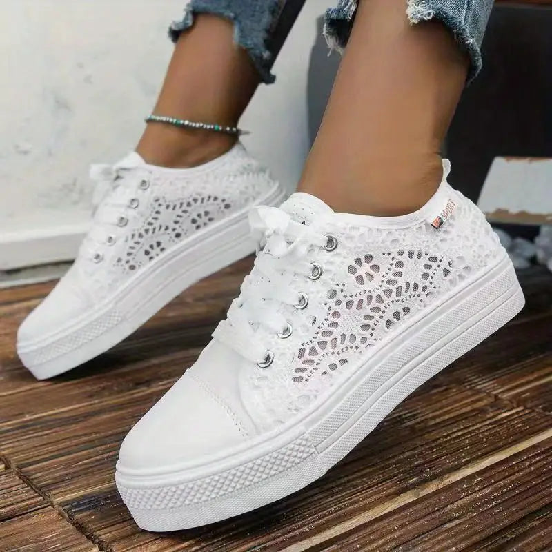 Elara | Women's Lace Detail Platform Sneakers