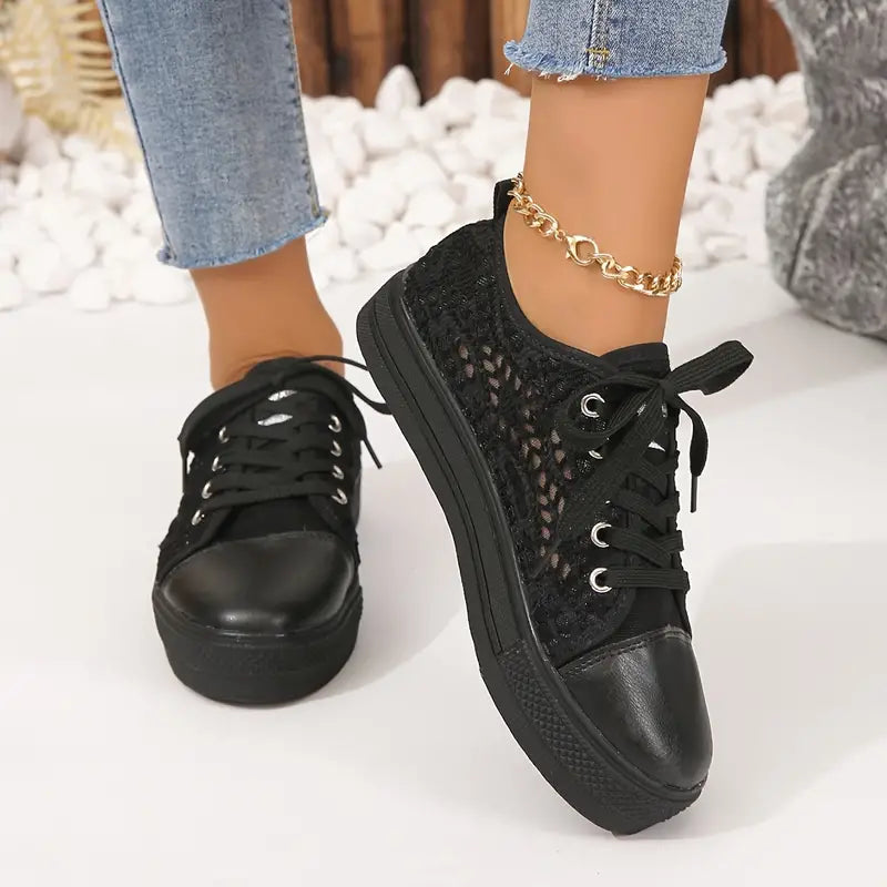 Elara | Women's Lace Detail Platform Sneakers