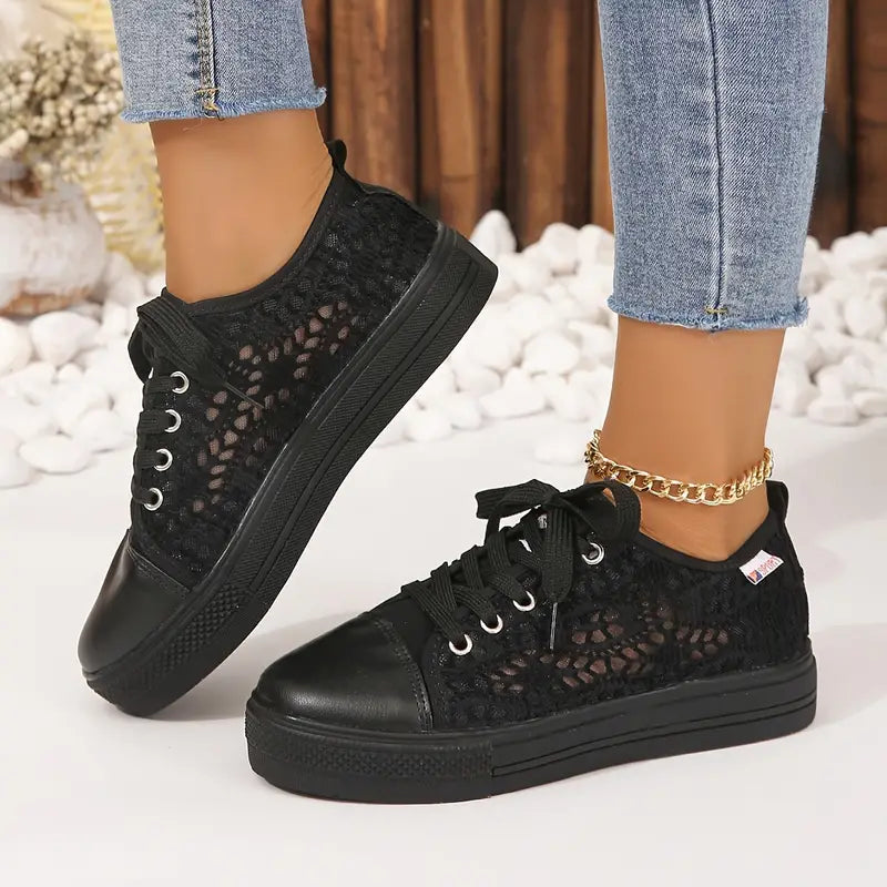 Elara | Women's Lace Detail Platform Sneakers