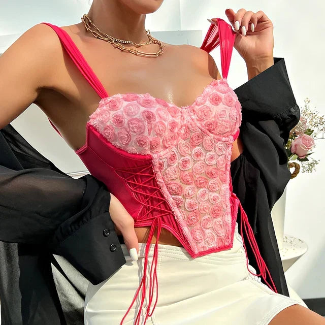 Elara - Women's Romantic Lace-Up Corset Top