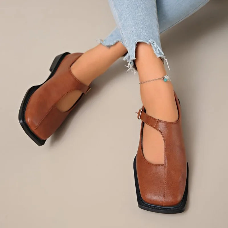 Elin | Women's Classic Square-Toe Mary Janes with Buckle Strap