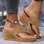 Elodie | Women's Chic Slip On Sandals with Cork Wedge